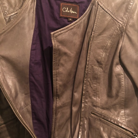 Cole Haan gray leather jacket - Picture 7 of 11